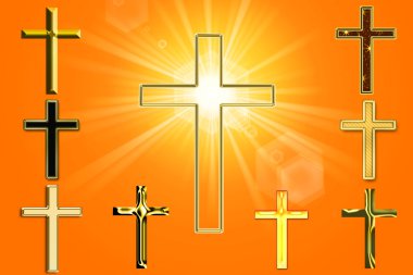 Illustration of a cross with rays clipart