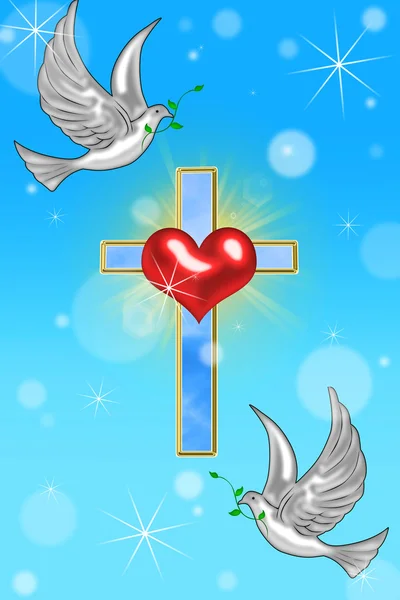 Ilustración de una cruz con una paloma — Foto de Stock