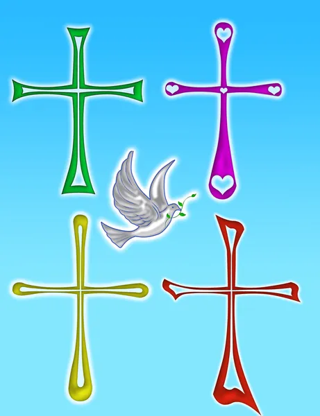 Illustration d'une croix avec une colombe — Photo