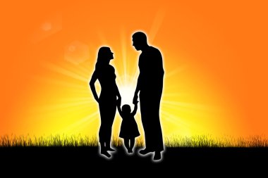 Silhouette of a family clipart