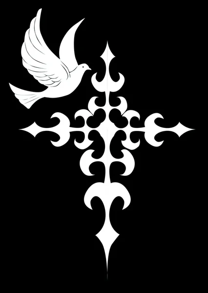 十字架与一只鸽子的插图 — 图库照片