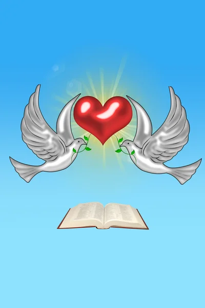 Ilustrace holubice a bible — Stock fotografie