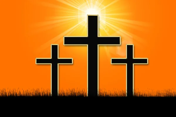 Abbildung eines Kreuzes mit Strahlen — Stockfoto