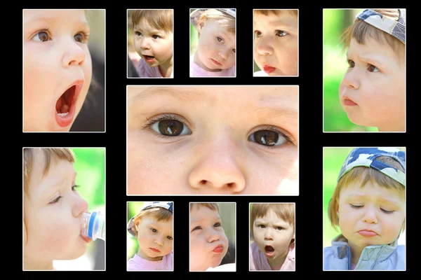 Definir fotos de uma criança pequena bonito — Fotografia de Stock