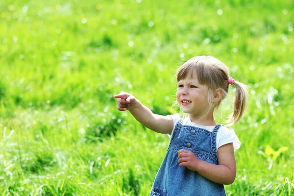 Ein schönes kleines Mädchen in der Natur — Stockfoto