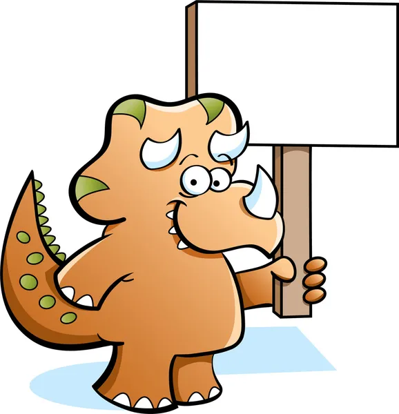 Triceratops segurando um sinal —  Vetores de Stock