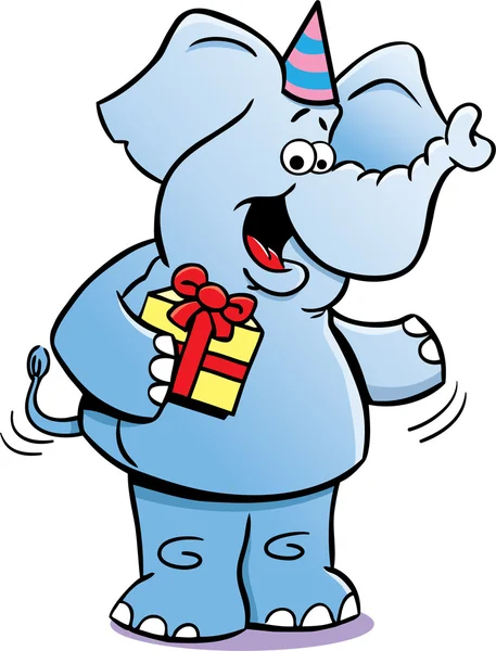 Elephant with a gift — Stock Vector
