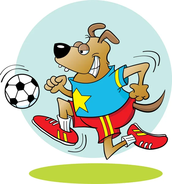 Dog Playing Soccer — Stock Vector