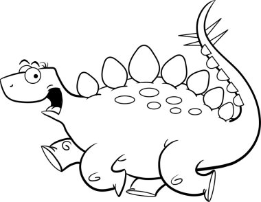 Cartoon illustration of a stegosaurus for coloring page clipart