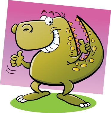 Cartoon illustration of a dinosaur giving thumbs up clipart