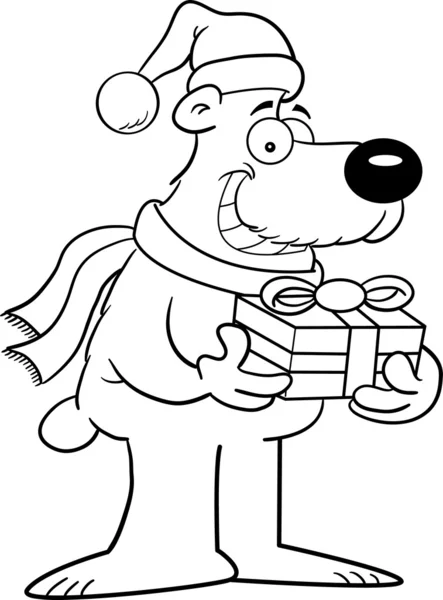 Dibujos animados ilustración de un oso polar para colorear página — Vector de stock