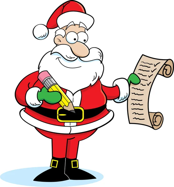 Santa Claus revisando su lista — Vector de stock