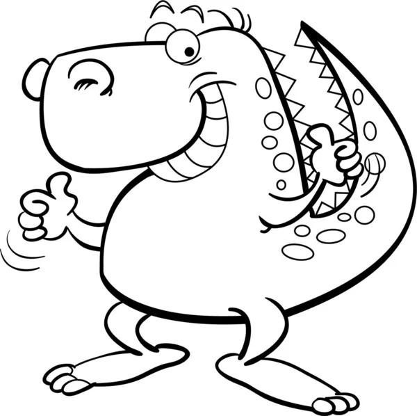 Desenhos animados ilustração de um dinossauro dando polegares para cima — Vetor de Stock