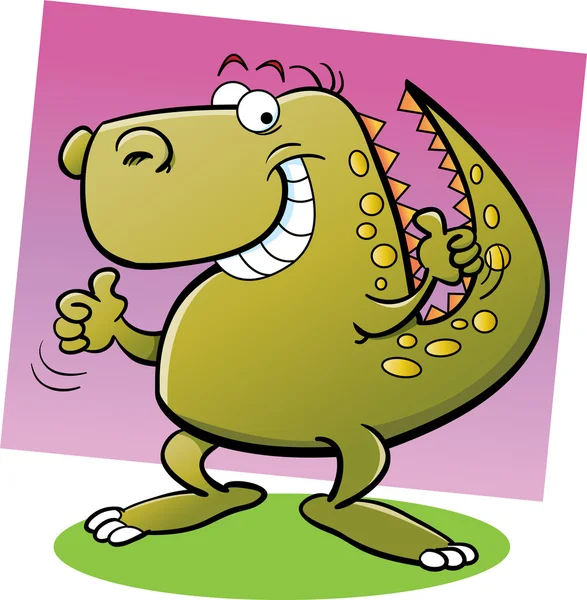 Illustration de bande dessinée d'un dinosaure abandonnant les pouces — Image vectorielle