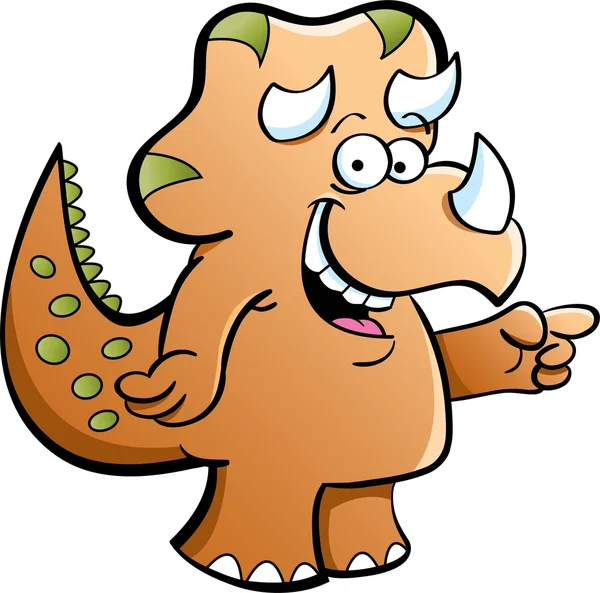 Illustrazione del cartone animato di un triceratopo che indica — Vettoriale Stock