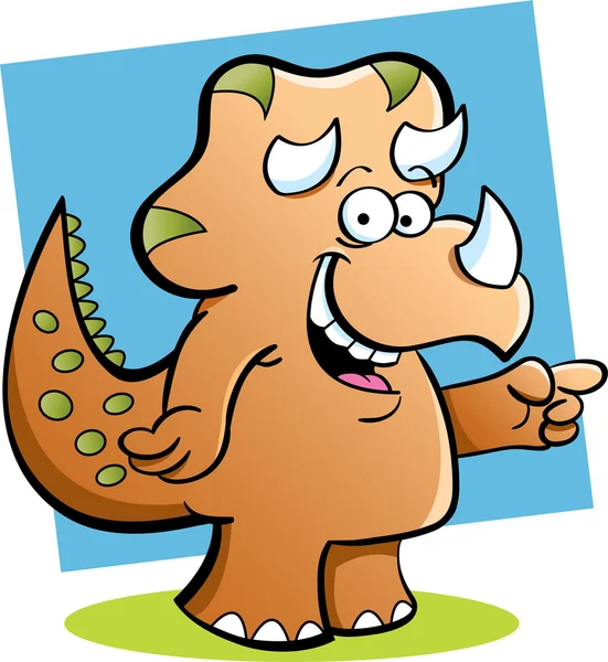 Dibujos animados ilustración de un triceratops señalando — Archivo Imágenes Vectoriales