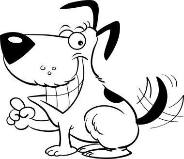 Black and white illustration of a dog pointing clipart