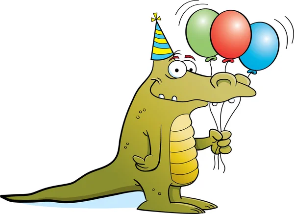 Alligator tenant des ballons — Image vectorielle