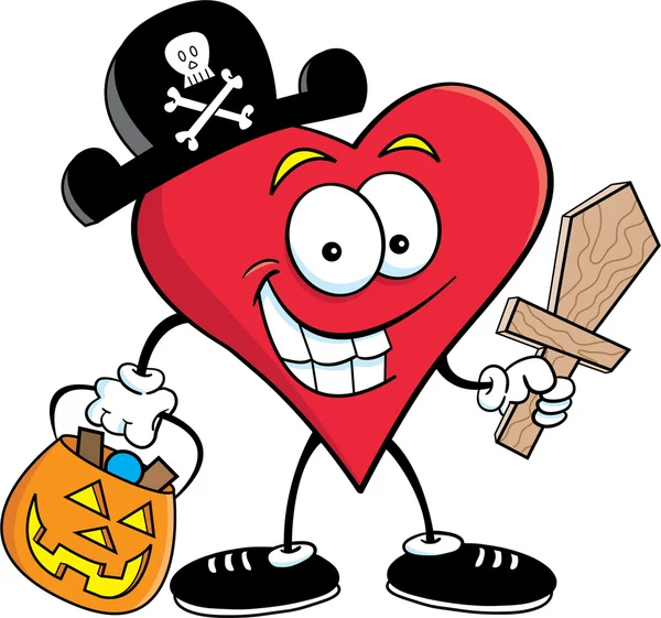 Cartoon afbeelding van een hart gekleed in een piraat kostuum — Stockvector