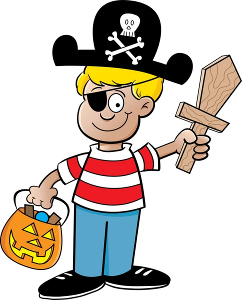 Мальчик, одетый как пират — стоковый вектор