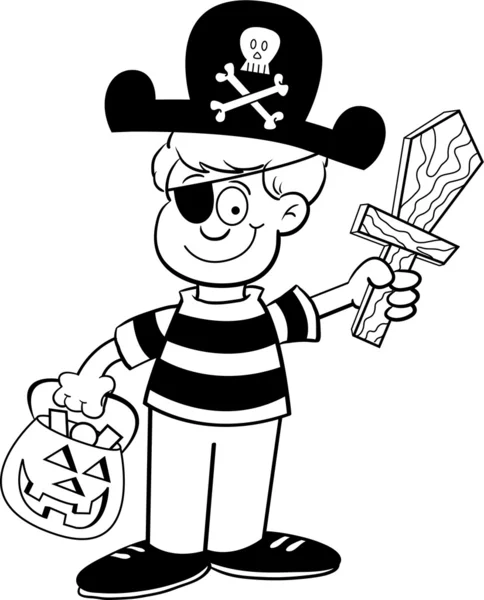Niño vestido como un pirata — Vector de stock