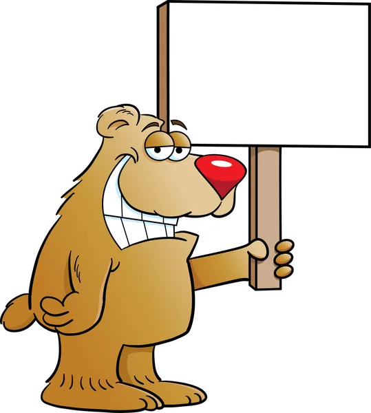 Αρκούδα που κρατάει μια πινακίδα — Διανυσματικό Αρχείο