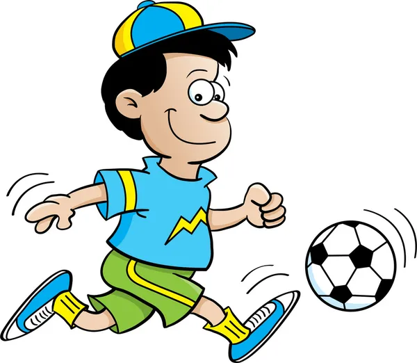 Chłopiec gra w piłkę nożną — Wektor stockowy