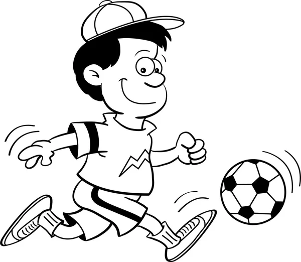 Menino jogando futebol — Vetor de Stock