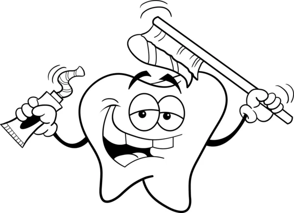 Δοντιών με μια οδοντόβουρτσα — Διανυσματικό Αρχείο