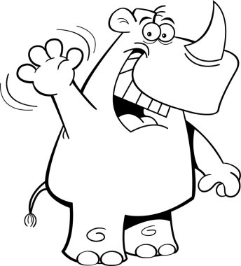 Waving Rhino clipart