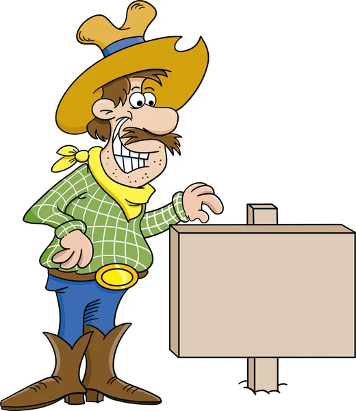 Cowboy with a sign — Stock Vector