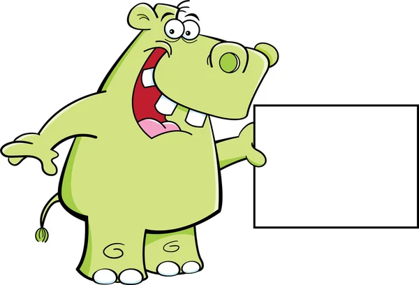 Hippo with a sign — Stock Vector