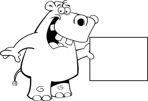 Hippopotame avec un signe — Image vectorielle