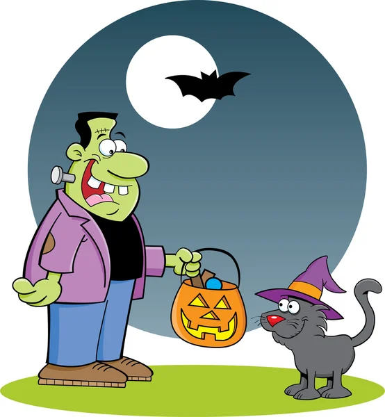 Frankenstein avec un chat — Image vectorielle