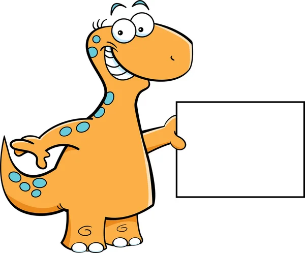 Brontosaurus with a sign — Stock Vector