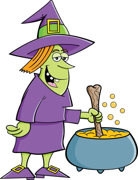 Witch with a pot — Stock Vector