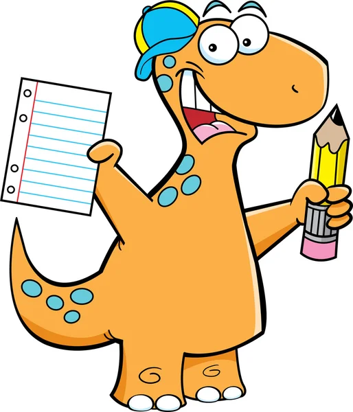 Brontosaurus with a pencil — Stock Vector