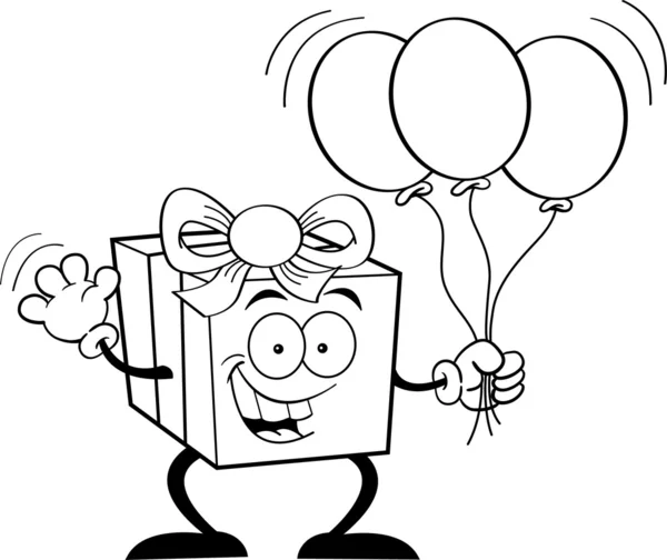 Gift holding balloons — Stock Vector