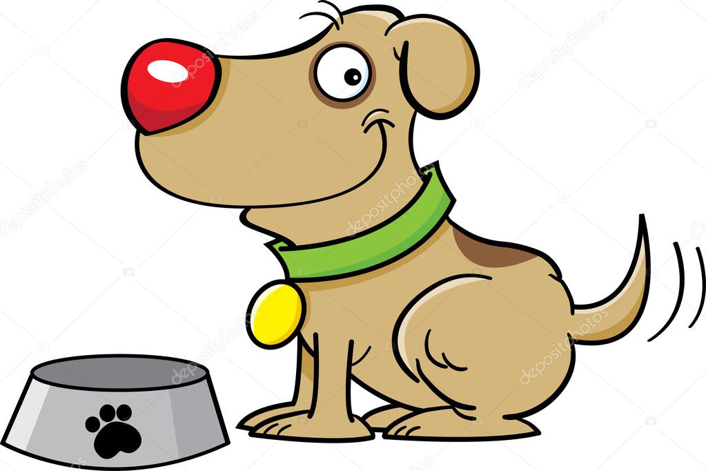 Dog with a dog dish