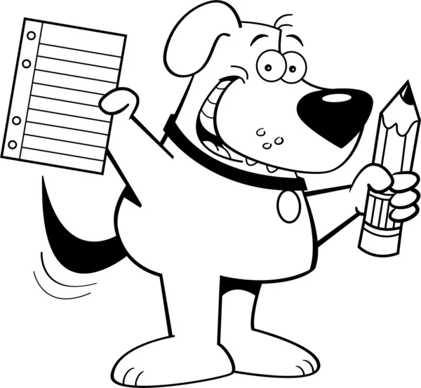 Σκυλί που κρατούν ένα μολύβι — Διανυσματικό Αρχείο