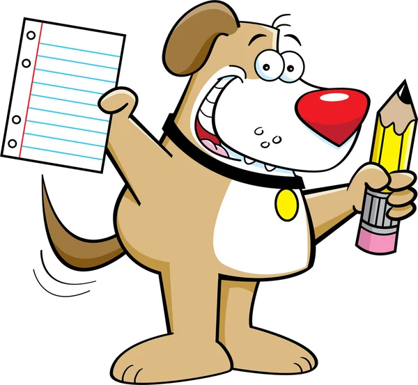 Pes drží tužku — Stockový vektor