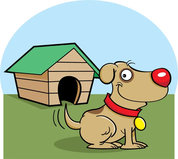 Perro con una casa de perro — Vector de stock