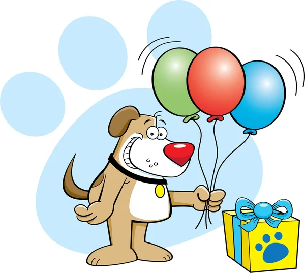 Dog with balloons — Stock Vector