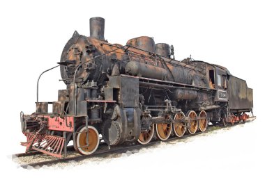 Isolated steam engine locomotive clipart