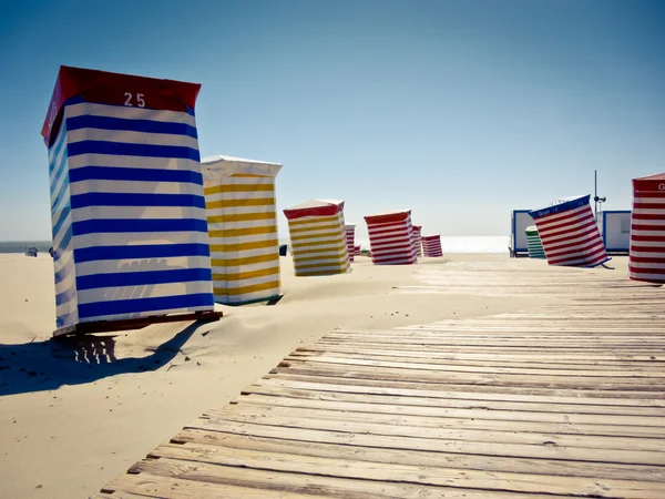 stock image Colorful beach chairs on sunny sand