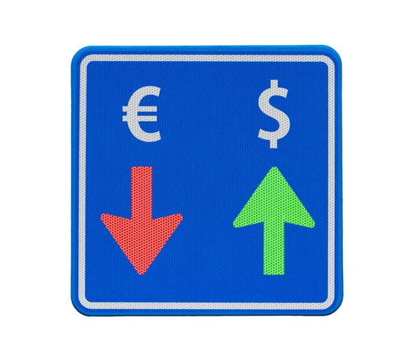 Tráfico unidireccional de dólares y monedas en euros — Foto de Stock