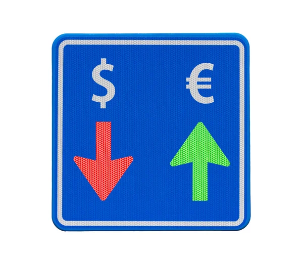 Jednosměrný provoz měny euro a dolar — Stock fotografie
