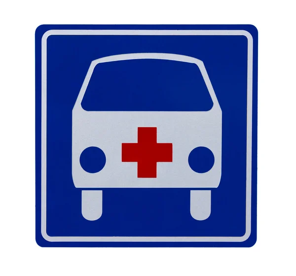 Знак руху з машиною швидкої допомоги — стокове фото