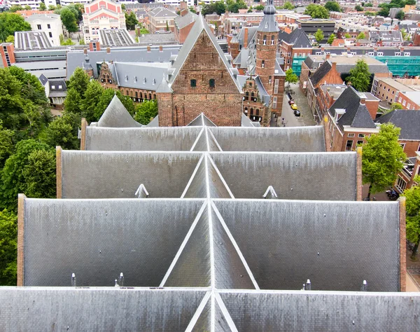 Top view on the slate roof of a church — Stock Photo, Image