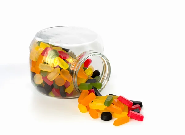 Candy jar with wine gums — Stock Photo, Image